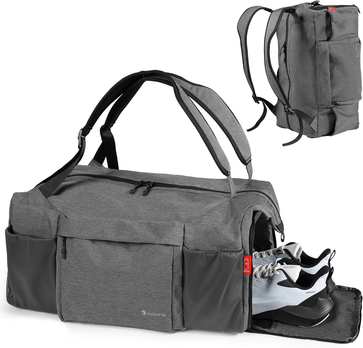 Gym Bag with Shoes Compartment and Wet Pocket Convertible Duffle Bag