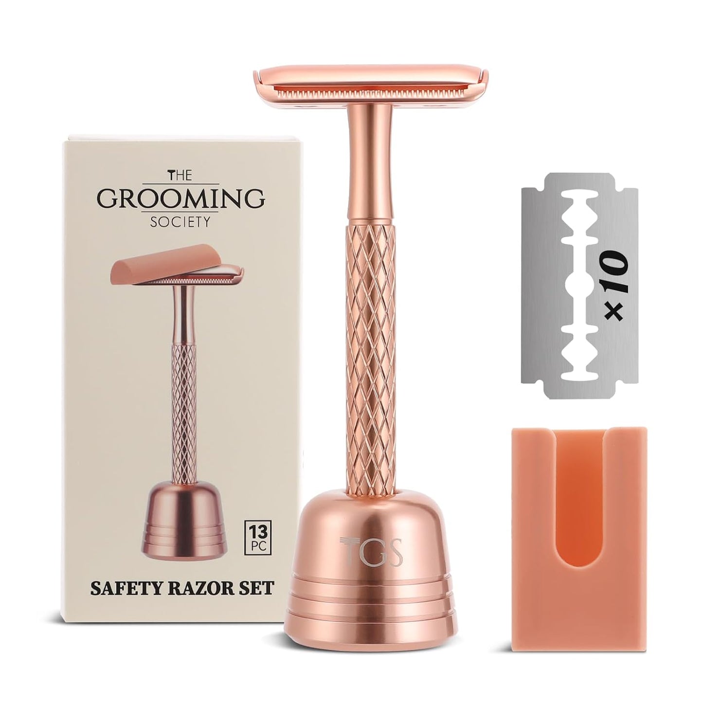 Safety Razor for Women Rose Gold with Stand