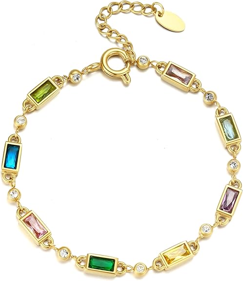 Birthstone Gold Bracelets, Non Tarnish, Adjustable