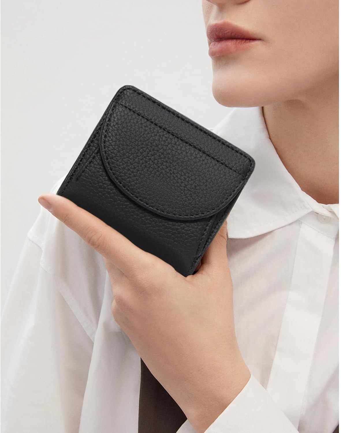 Wallet leather, with RFID Blocking, Bifold & Coin Pocket - Smoke Black