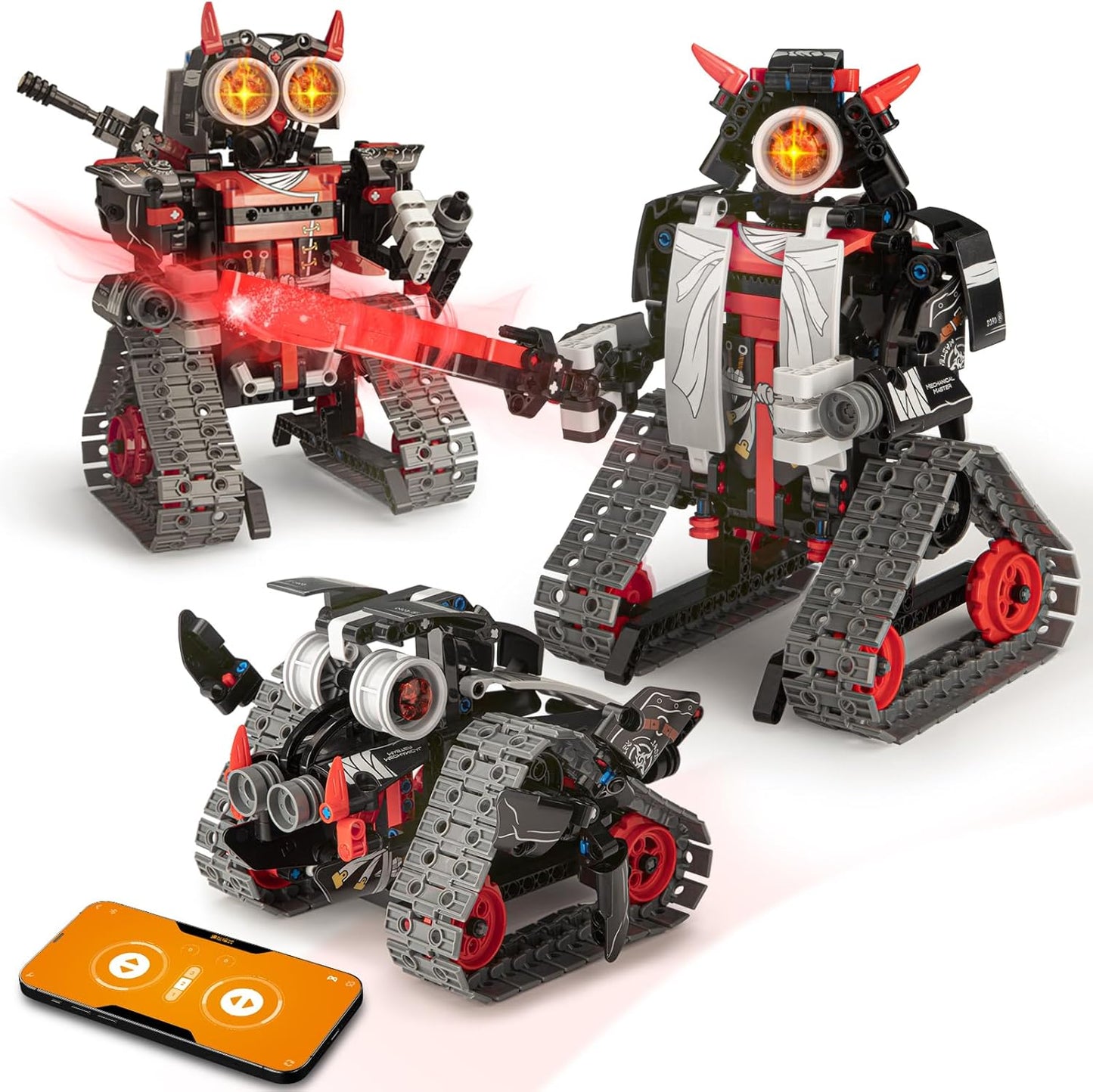 3-in-1 STEM Robot Building Set, APP & Remote Control - Samurai/Ninja Mechanical Blocks