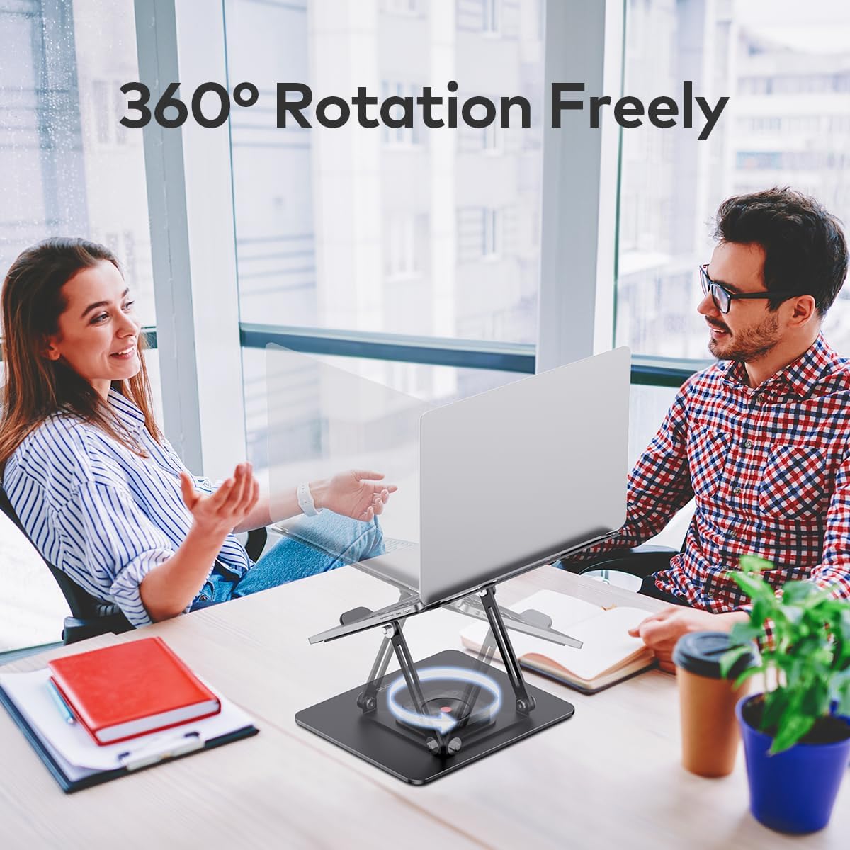 Laptop Stand for Desk, Laptop Riser with 360° Rotating Base