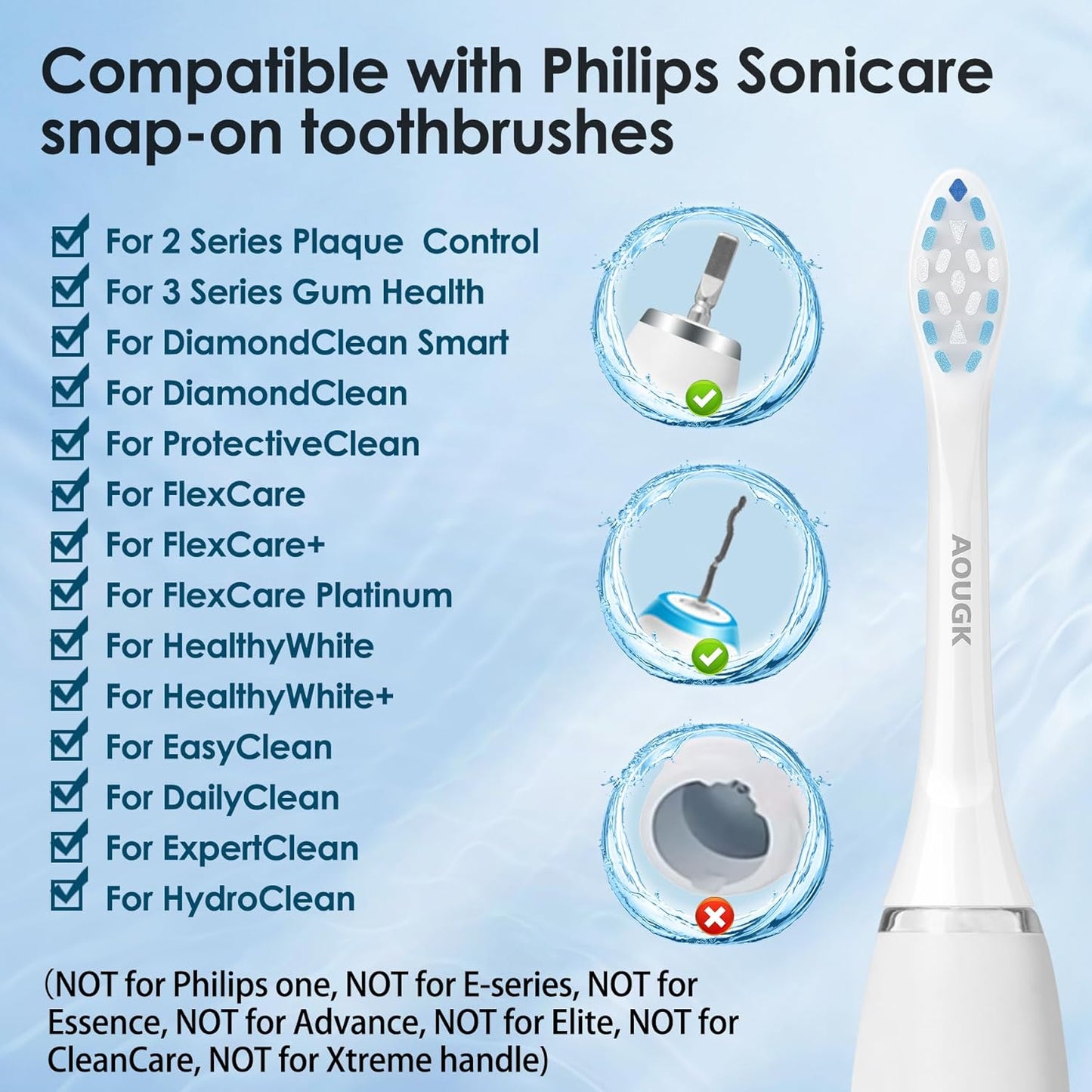 Toothbrush Replacement Heads Compatible with Philips Electric Sonicare Click-on