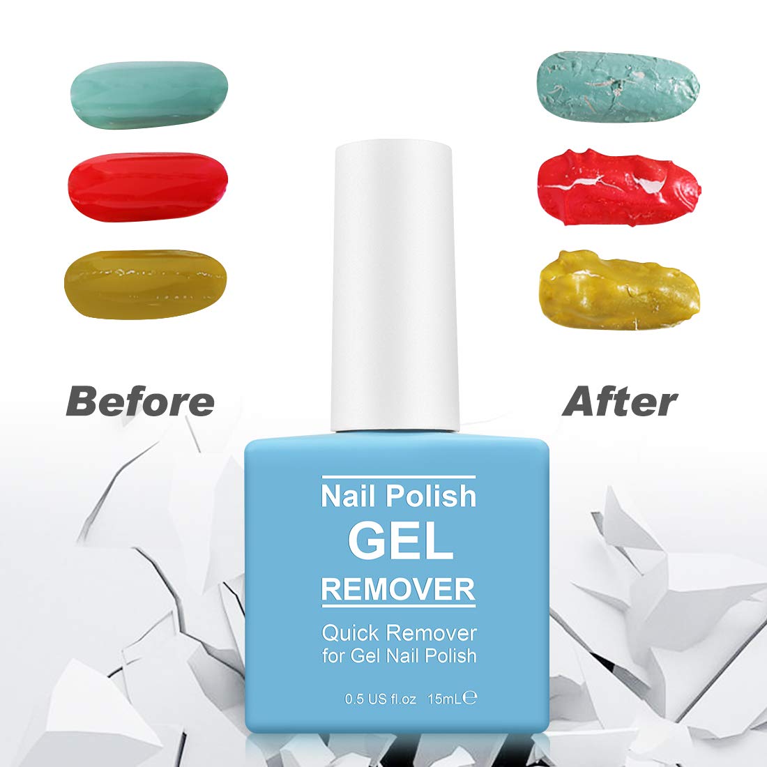 Gel Nail Polish Remover with 7 Way Nail Buffer & Metal Silver Cuticle Pusher