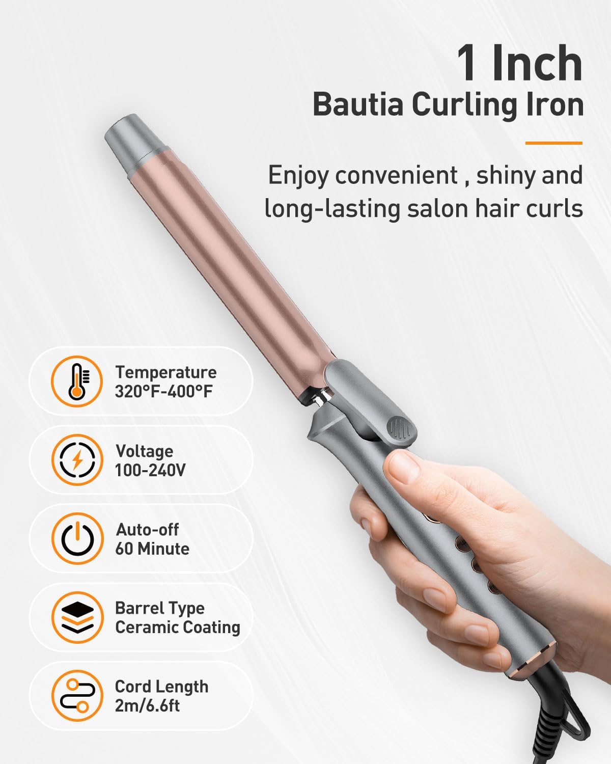 Curling Iron, 1 Inch Curling Wand Barrel Hot Tools (1 Inch)