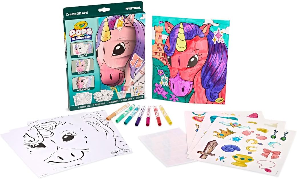 Crayola POPs 3D Kids Art Set, Mystical, Coloring Book