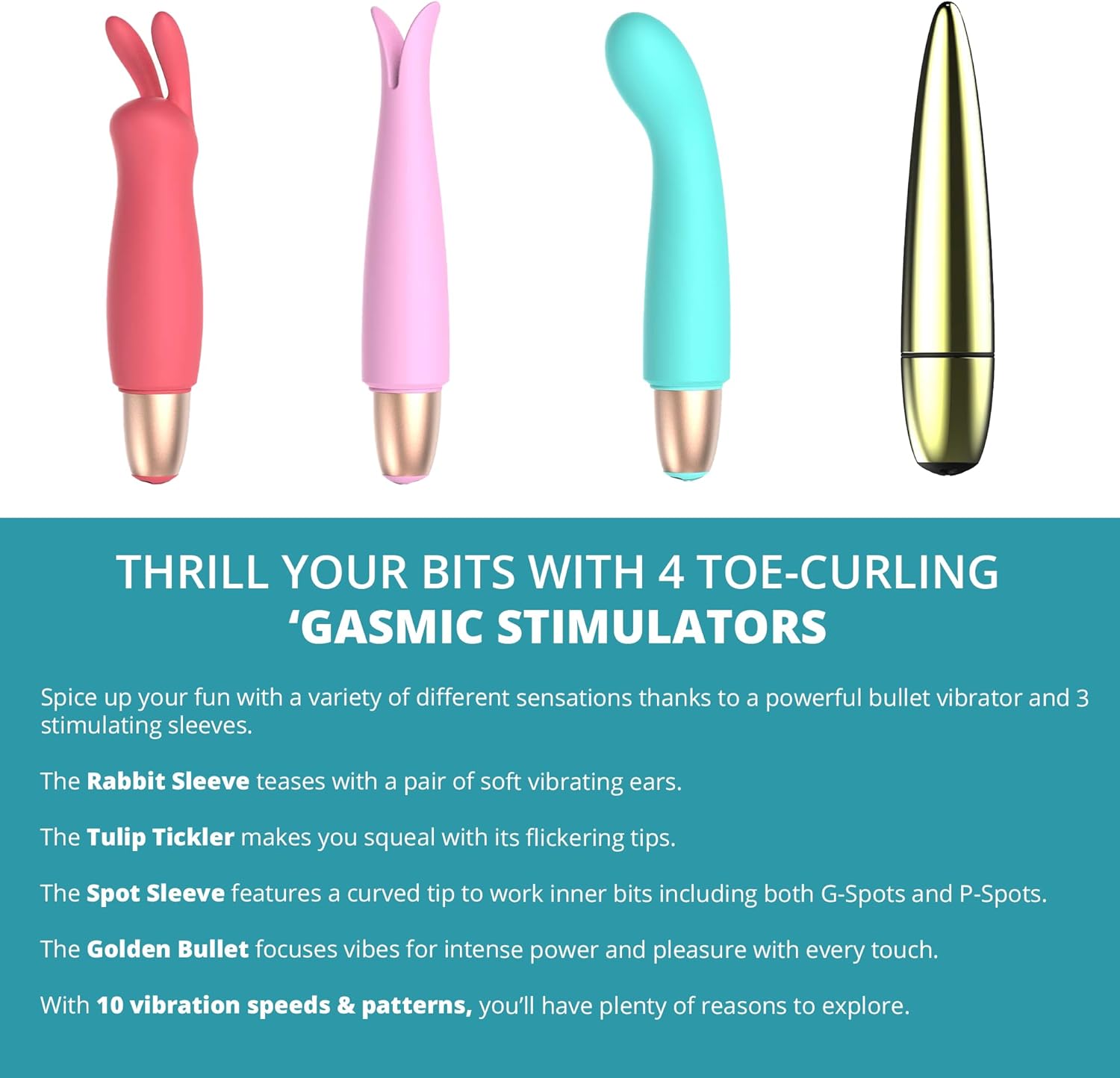 Adam & Eve Playful Seduction Sex Toy Kit, Bullet Vibrator & 3 Silicone ALJELE Adam & Eve Playful Seduction Sex Toy Kit, Bullet Vibrator & 3 Silicone ALJELE