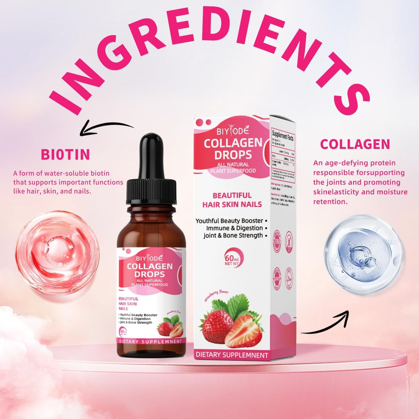 Collagen Liquid with Biotin Beautiful Hair, Skin, Nails