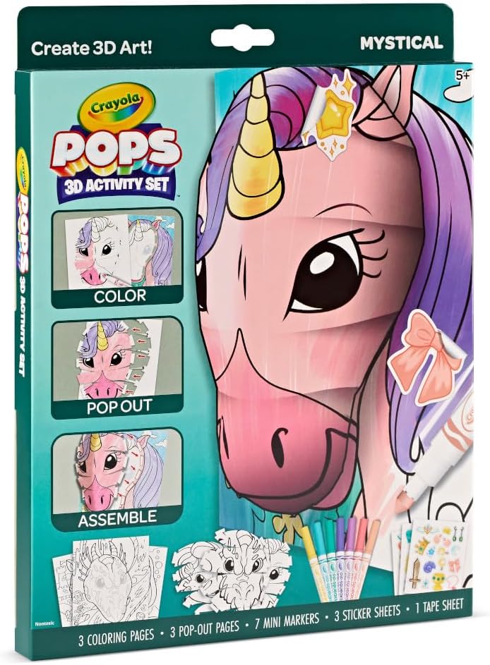 Crayola POPs 3D Kids Art Set, Mystical, Coloring Book