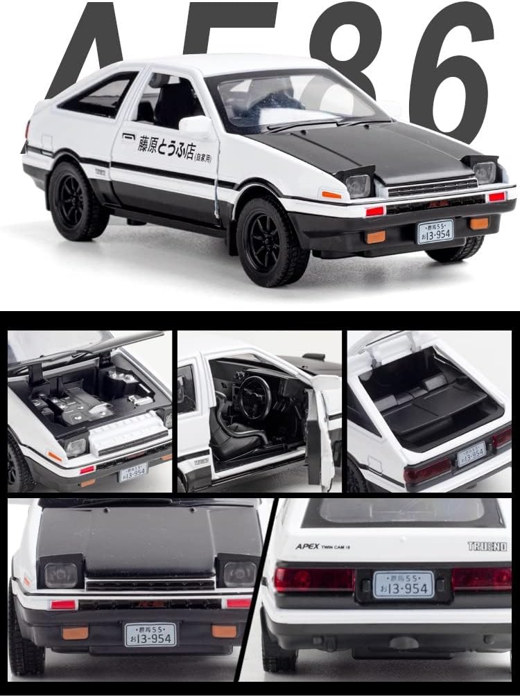 Car miniature: Black-White Trueno AE86 Alloy Model Metal Diecast (1:32)