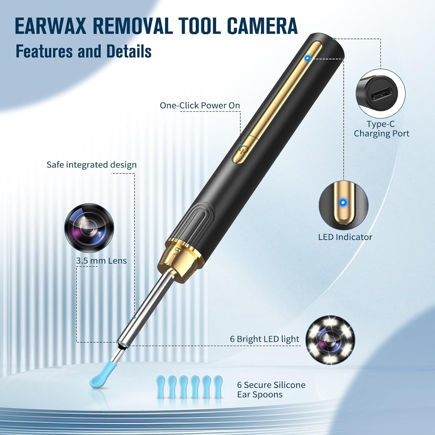 Ear Wax Removal Tool Camera - 1296P HD Camera (Grass Green Color)