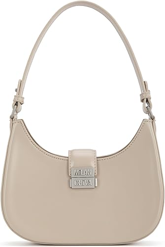 Milan Chiva Small Shoulder Bag for Women Crescent Crossbody Underarm Purse - Tan