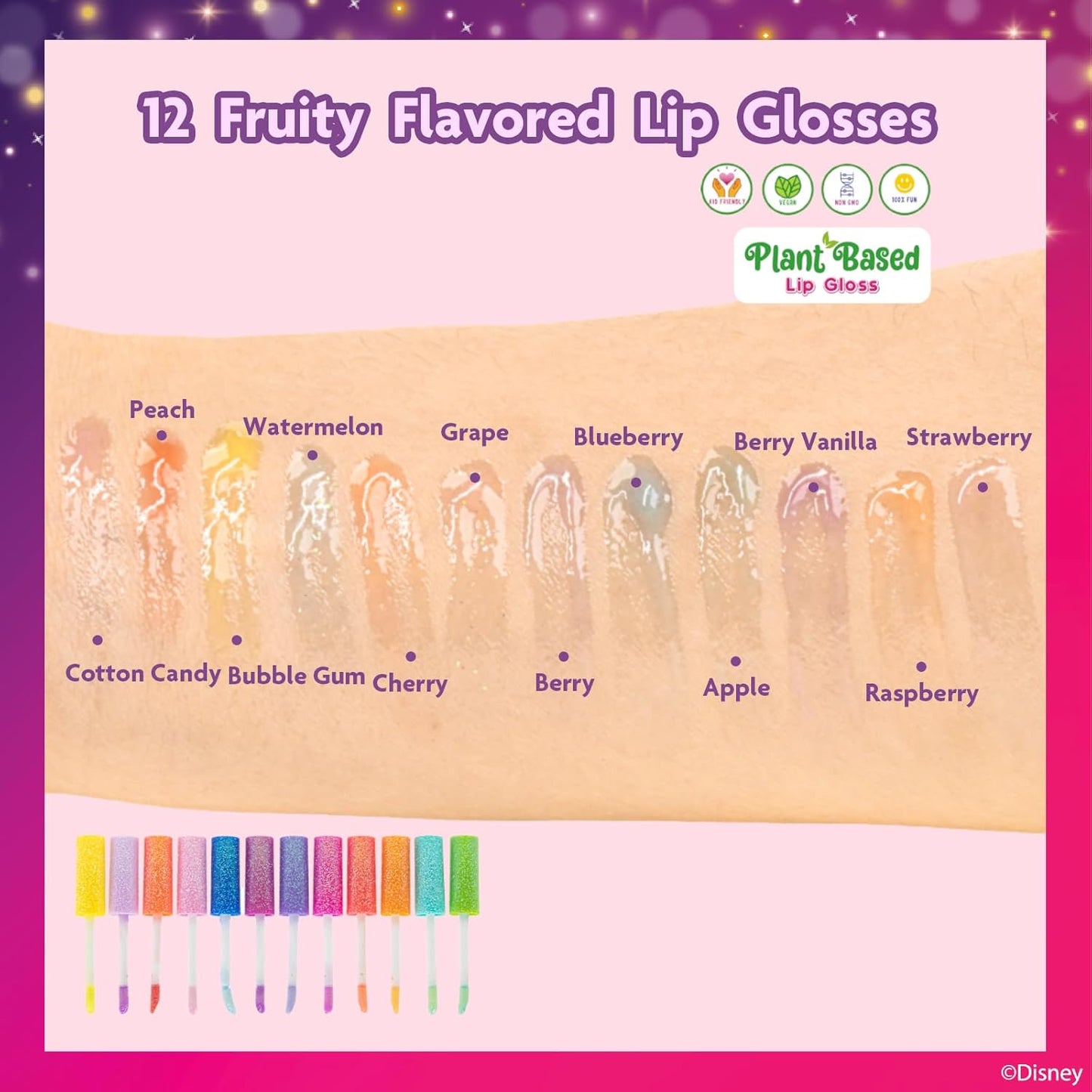 Disney Princess 12 Piece Plant Based Lip Gloss