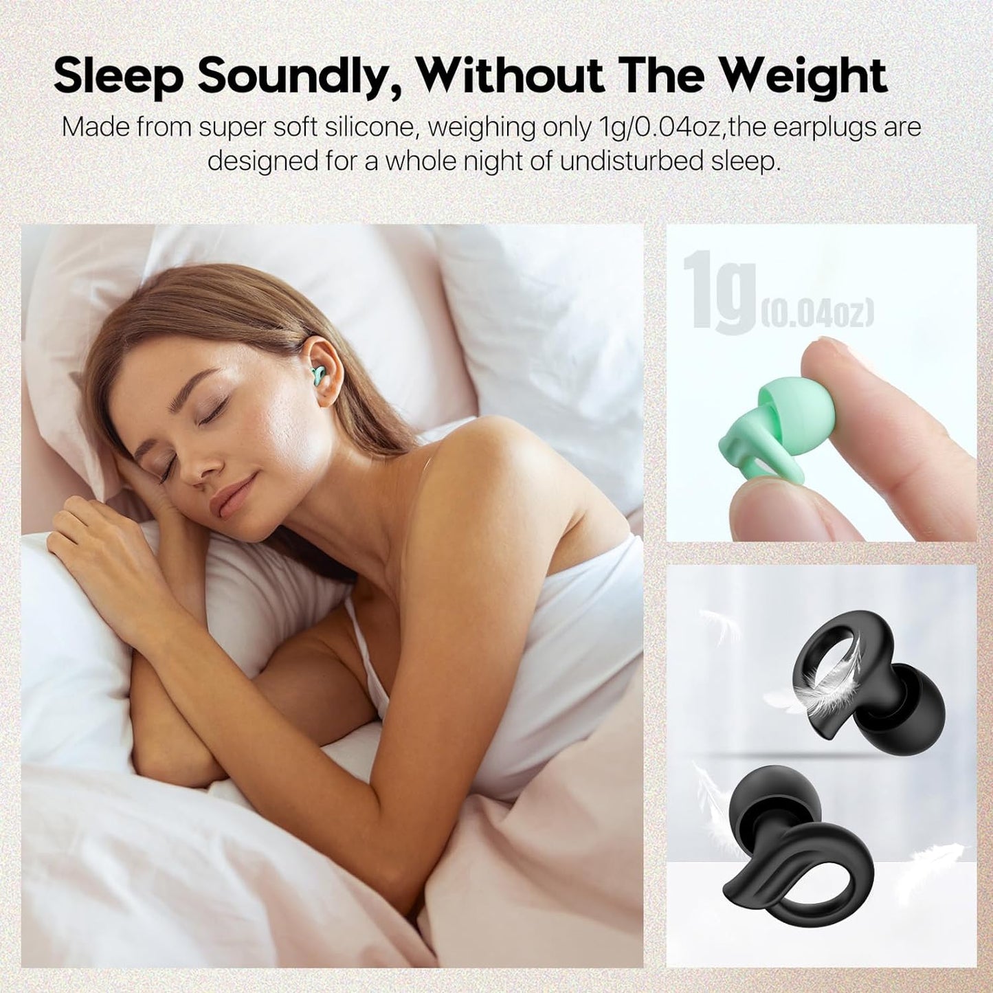 Ear Plugs for Sleeping, 2 Pairs Ear Plugs for Sleep Noise Reduction (BLACK & GREEN)