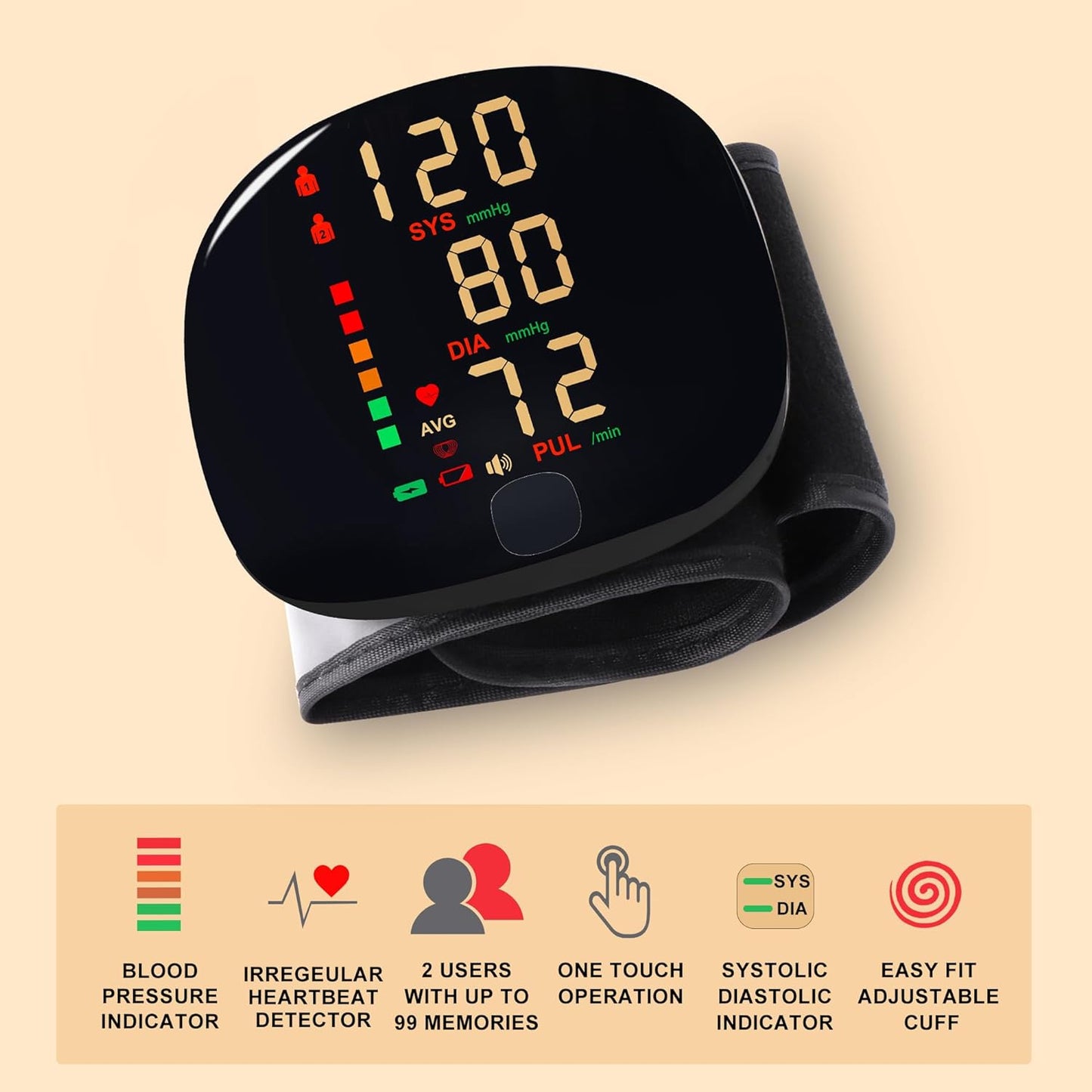 Wrist Blood Pressure Monitor - Rechargeable