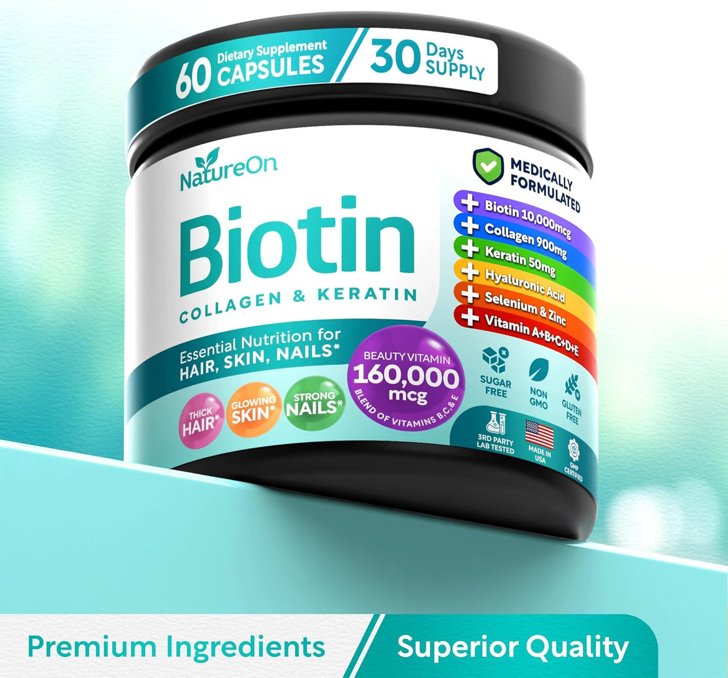 Biotin Supplement, Hair Skin and Nails Vitamin for Women & Men