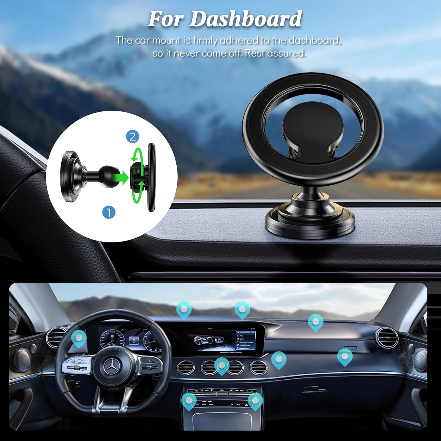 Car Mount Holder for Magsafe 2 in 1 Magnetic Car Phone Holder