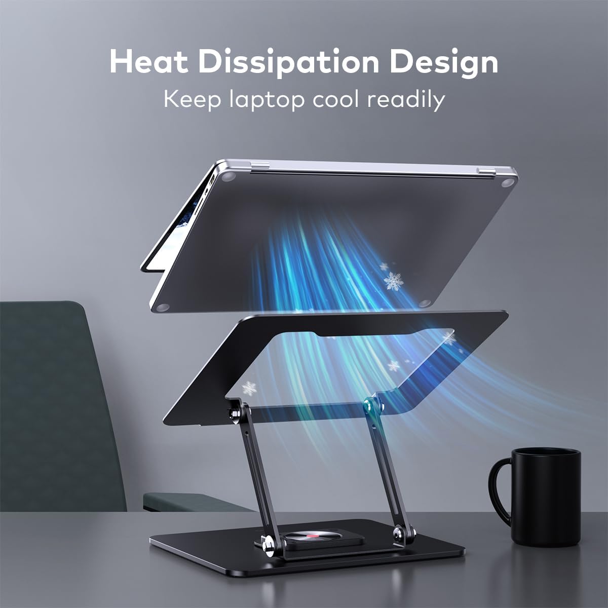 Laptop Stand for Desk, Laptop Riser with 360° Rotating Base
