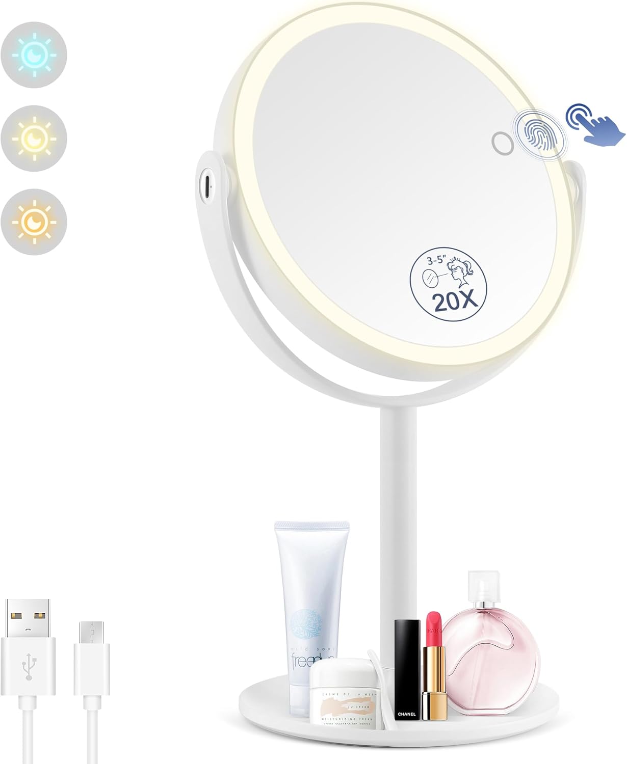 Lighted Magnifying Mirror, 20x Magnifying Makeup Mirror with Lights