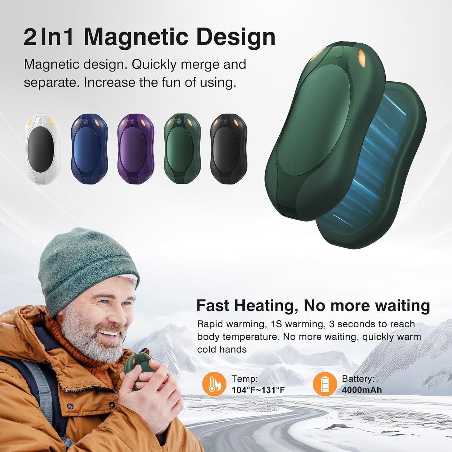 Hand Warmers Rechargeable Electric Hands Warmer - GREEN
