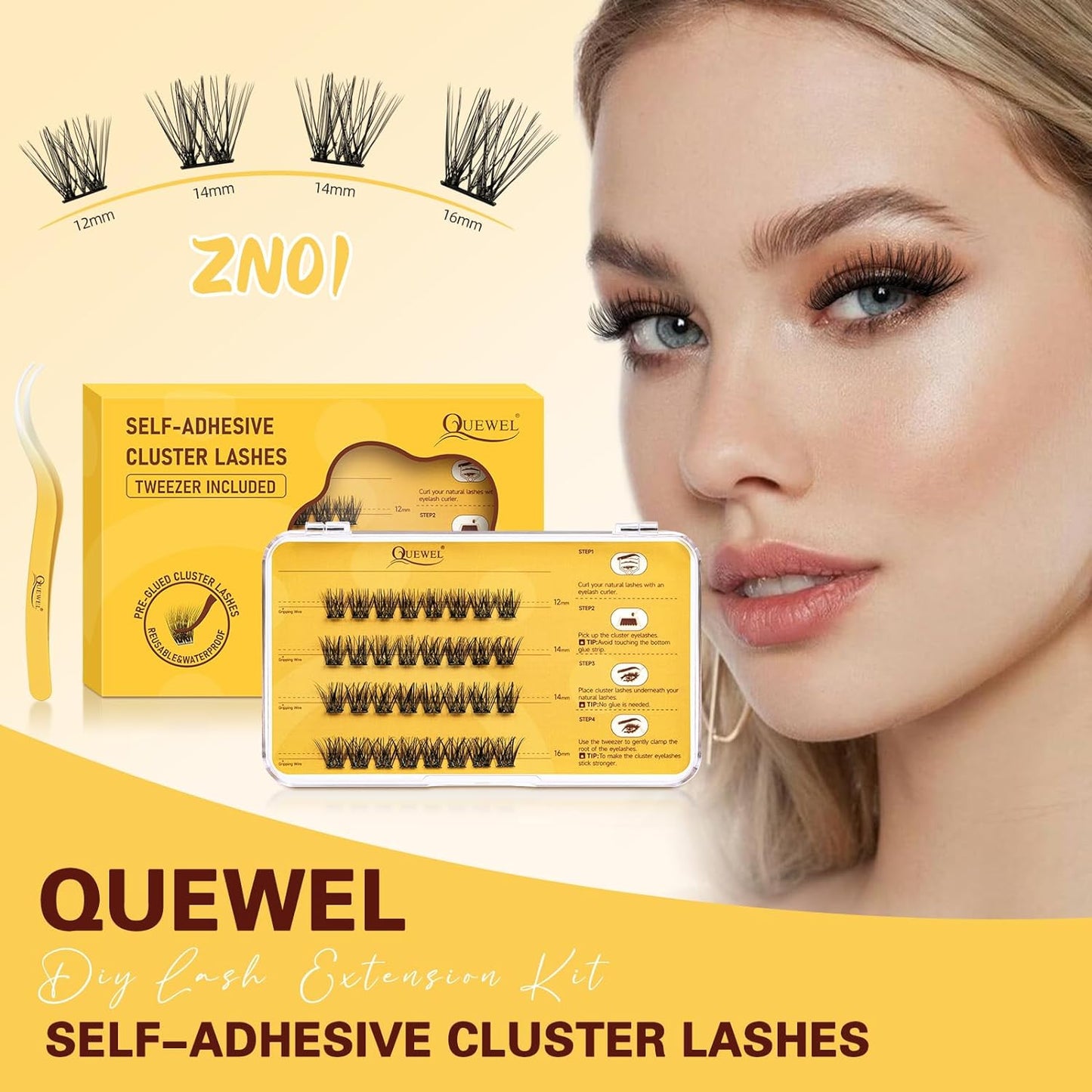 Self Adhesive Eyelashes Kit 32 Pcs Press On Lashes Pre Glued