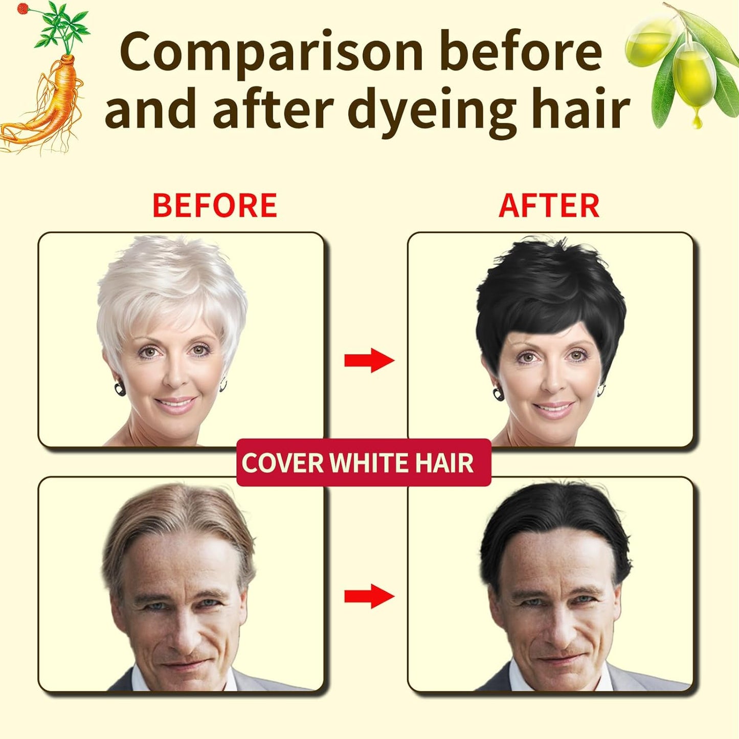 Hair Color Shampoo for Instant Dyeing - 100% Gray Hair Coverage - Black Hair Color - 10 Travel Bags