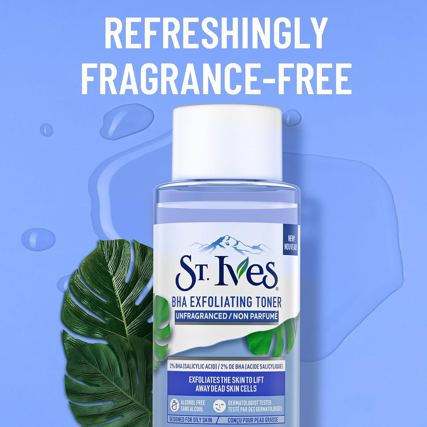 St. Ives Unfragranced BHA Exfoliating Vegan Facial Toner, 6.68 fl oz