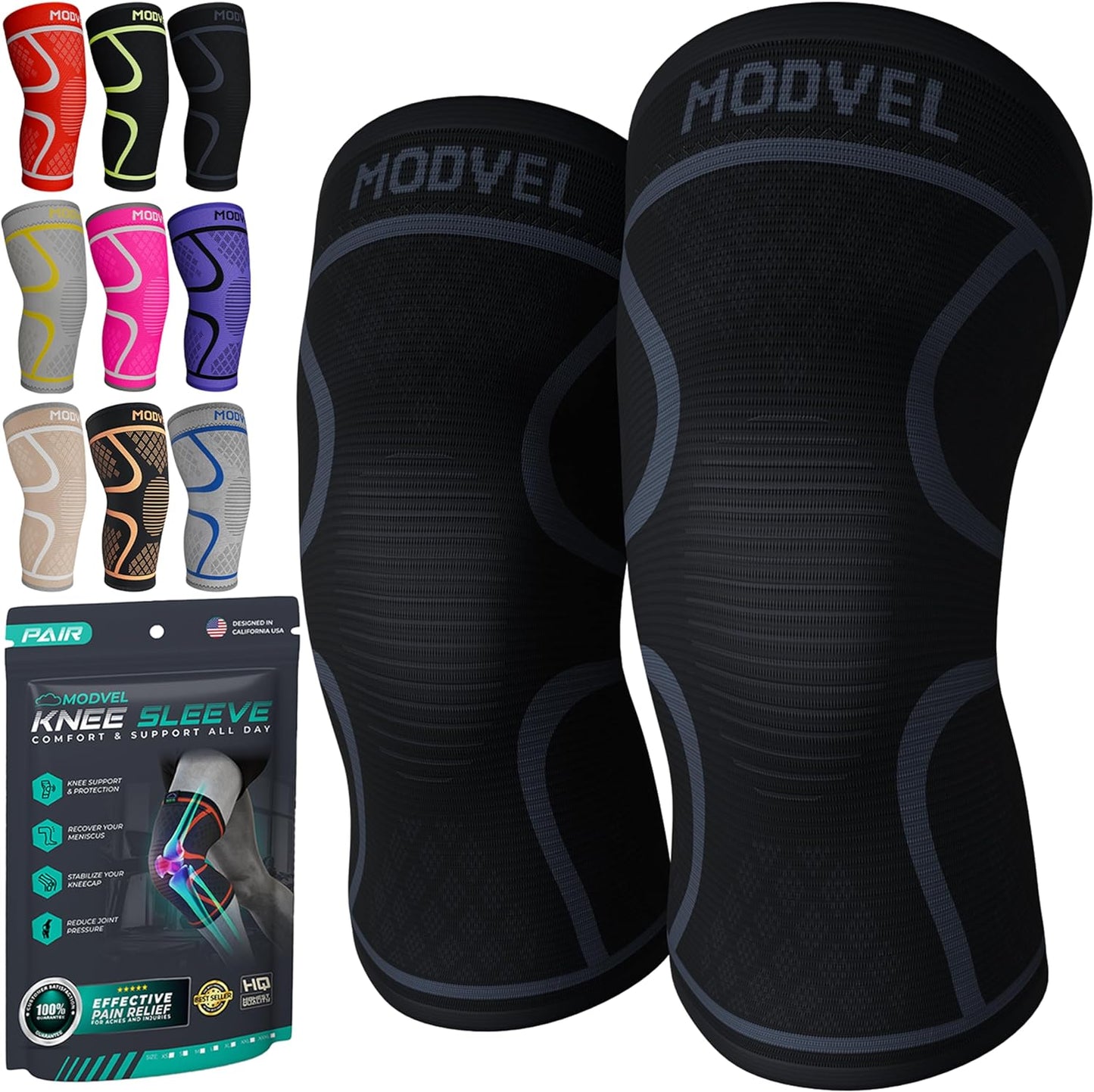 Compression Knee Brace for Women & Men - 2 Pack