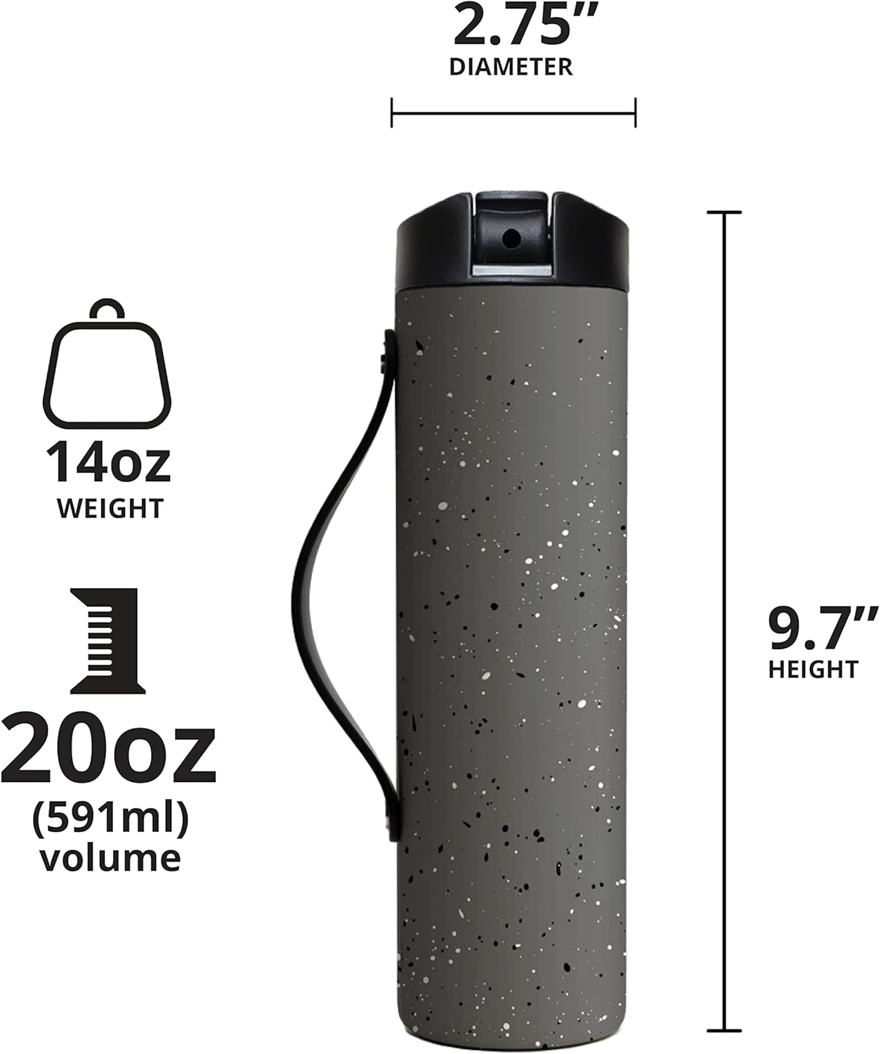 Elemental Iconic Stainless Steel Water Bottle with Straw - 20 oz Leak Proof