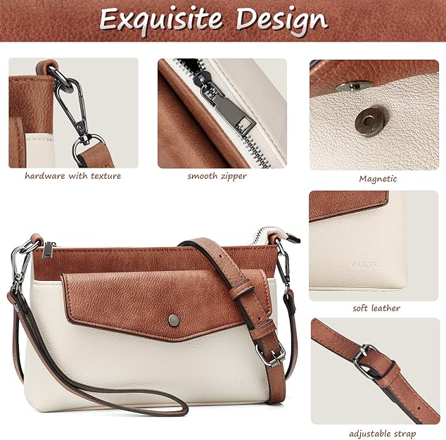 Crossbody Bag with Detachable Wallet - Beige