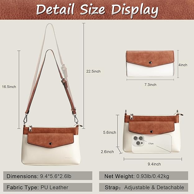 Crossbody Bag with Detachable Wallet - Beige