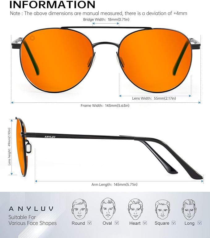 ANYLUV Blue Light Glasses for Women/Men, Black - Max Protection