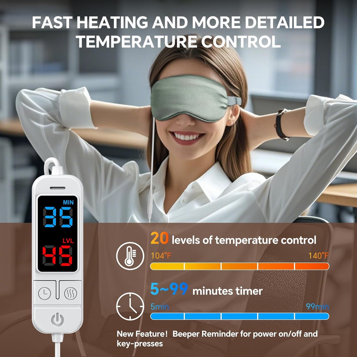 Heated eye mask for MGD, Dry Eye , Chalazion, Blepharitis, Stye Eye Treatment - GRAY