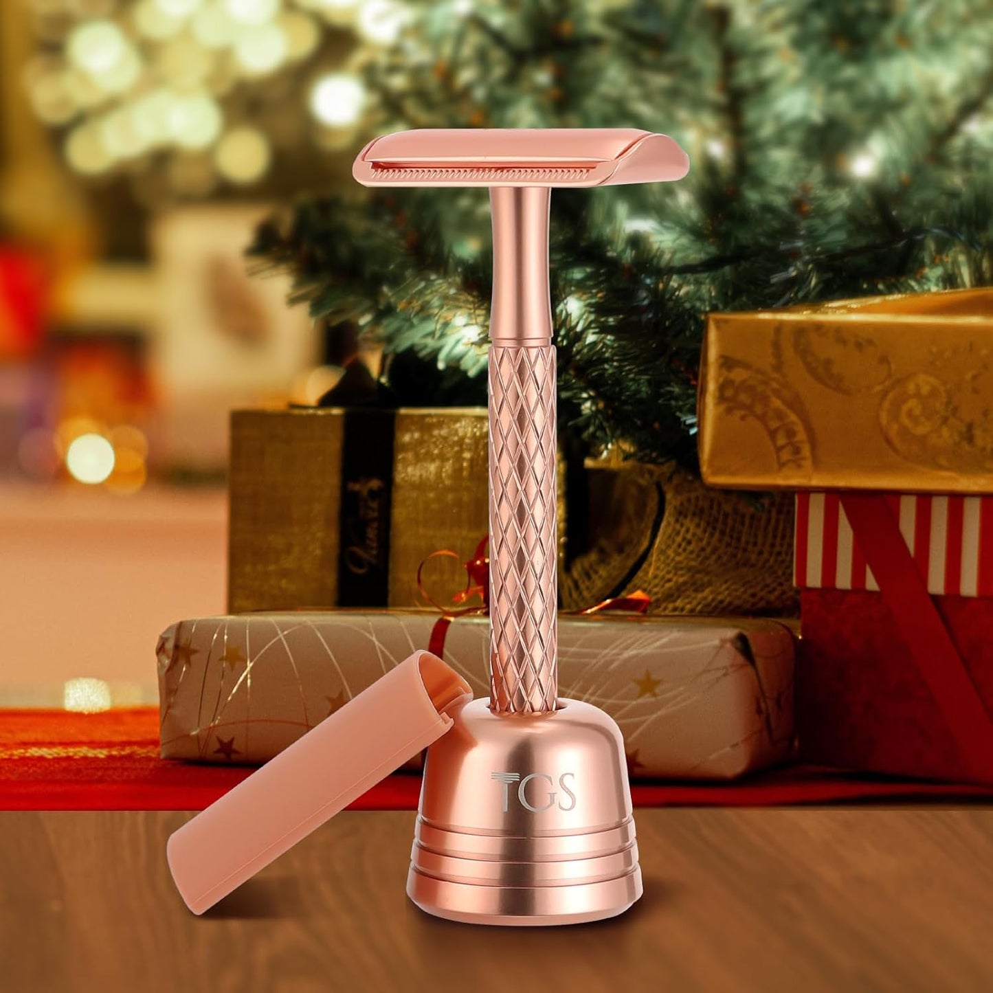 Safety Razor for Women Rose Gold with Stand