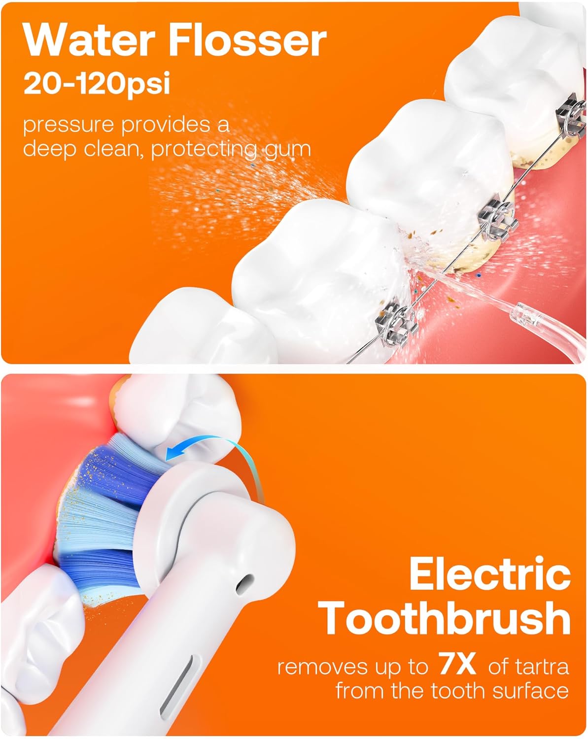Water Dental Flosser Teeth Picks & Cordless toothbrush - PINK