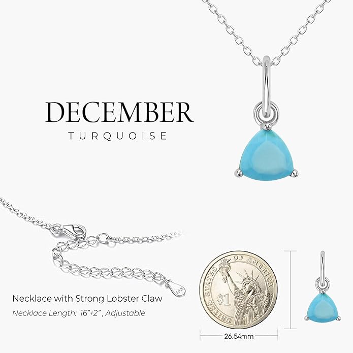 Birthstone Necklace for Women - Turquoise (December)