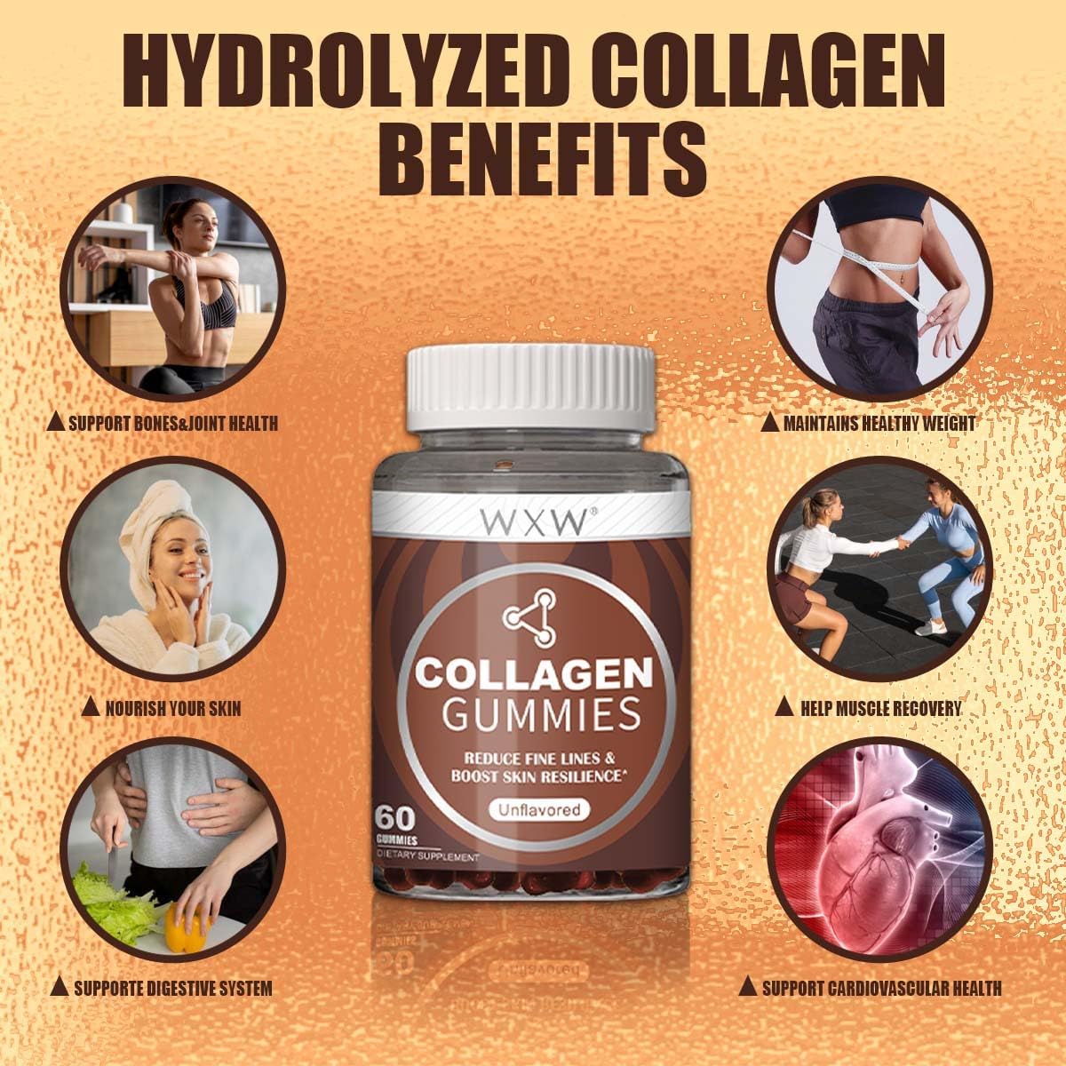 Collagen Peptides Gummies - Unflavored - 60 pcs