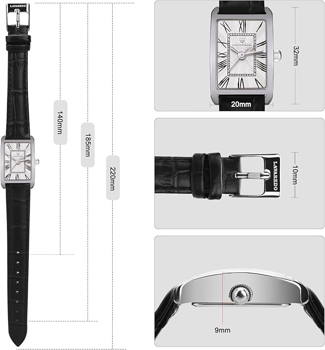 Watch Leather Strap Dainty Elegant - Silver Black