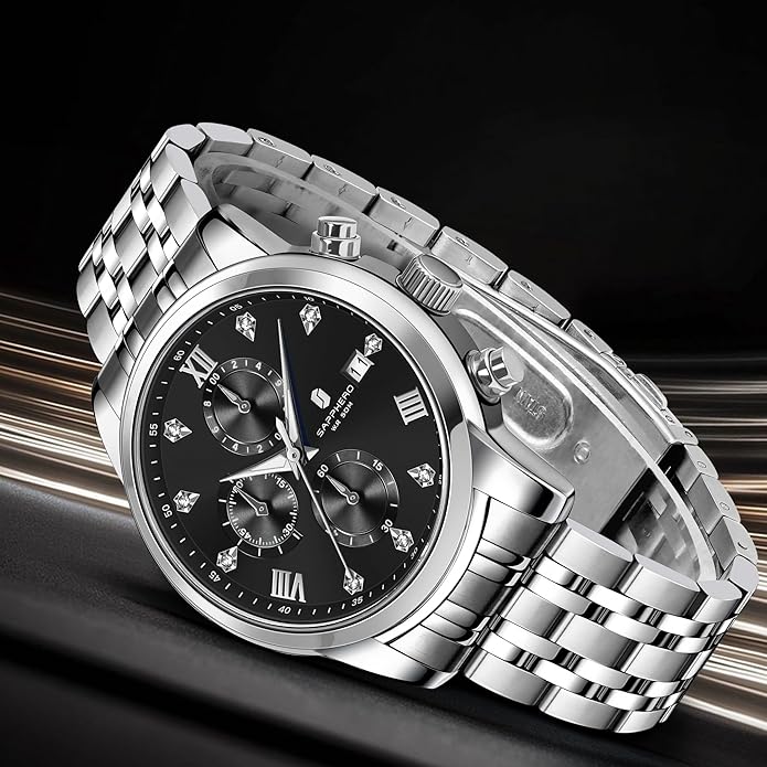 Watch SAPPHERO Round Stainless Steel , 50M Waterproof