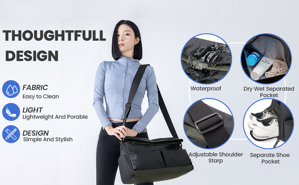 Gym Bag for Women & Men With Wet Pocket & Shoe Compartment
