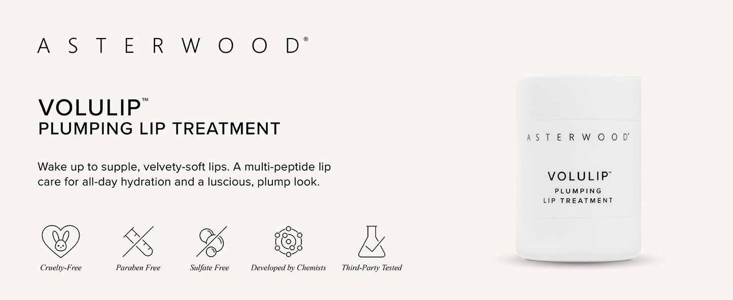 Asterwood Lip Treatment & Balm - with Volulip, Hyaluronic Acid, & Matrixyl 3000 - 0.5 Fl Oz