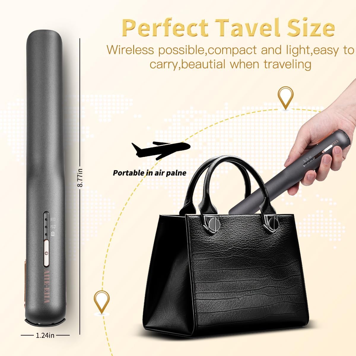 Hair Straightener, Portable Flat Iron for Hair, cordless