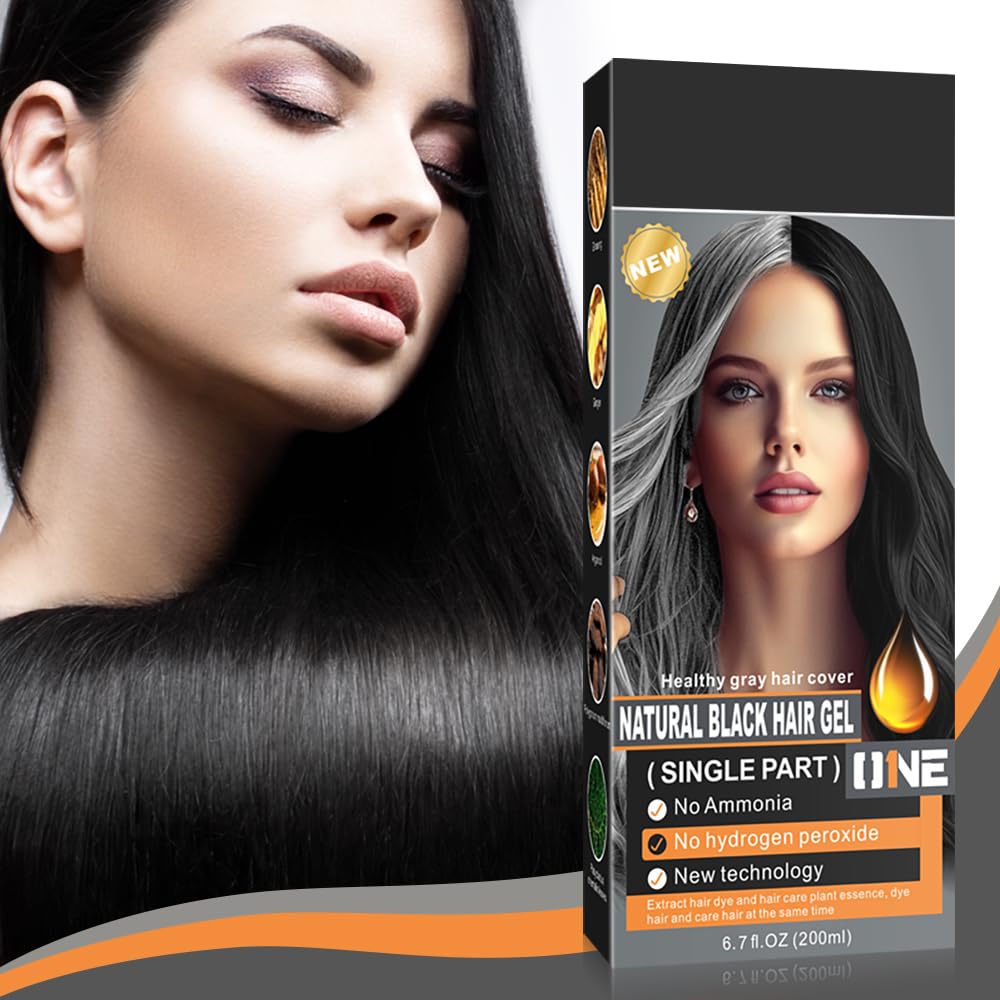 Herbal Natural black Hair Dye Shampoo, 100% Gray coverage - 200ml.