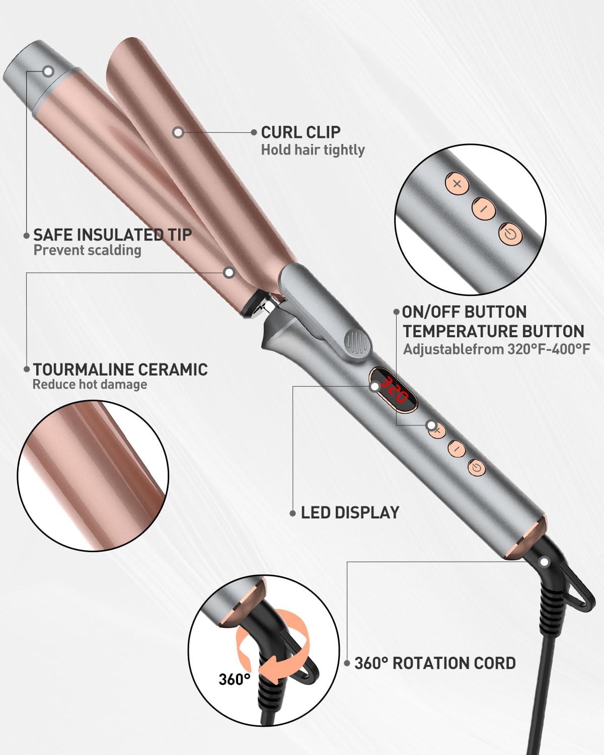 Curling Iron, 1 Inch Curling Wand Barrel Hot Tools (1 Inch)