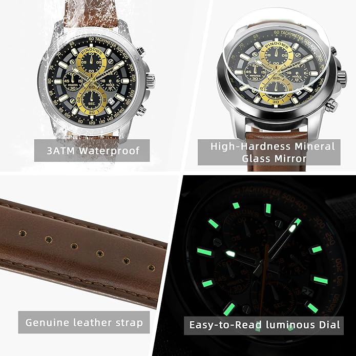Watch Men's Analog Quartz Chronograph - BLACK