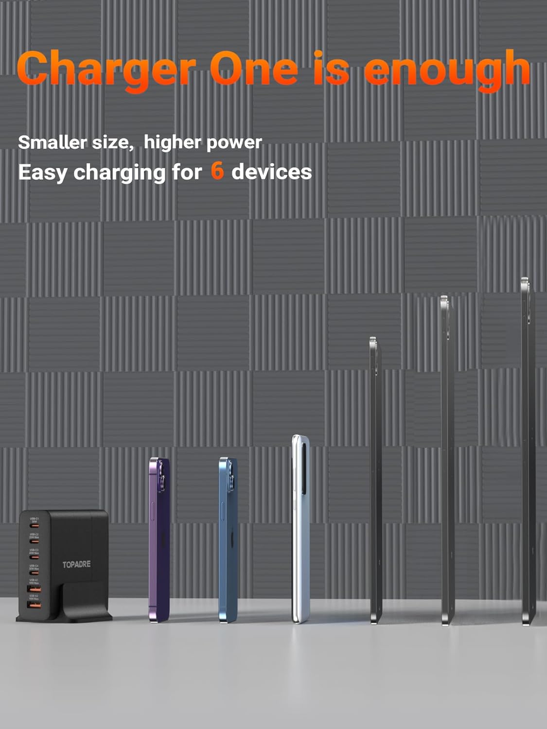 USB C Charger Block 80W, 6 Port Fast Charging Station