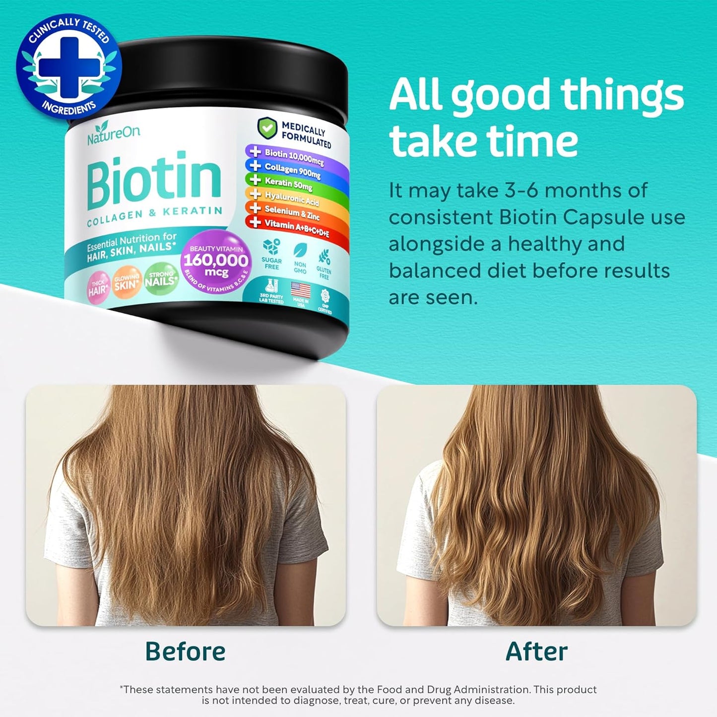 Biotin Supplement, Hair Skin and Nails Vitamin for Women & Men