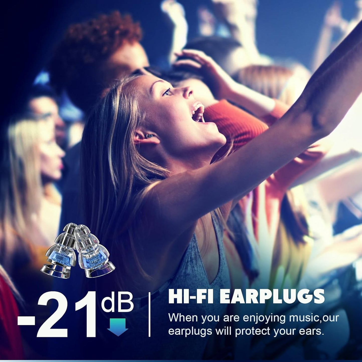 Concert Ear Plugs, High Fidelity Ear Plugs for Concerts, 2 Pair