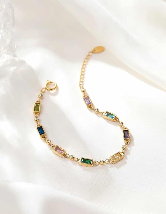 Birthstone Gold Bracelets, Non Tarnish, Adjustable