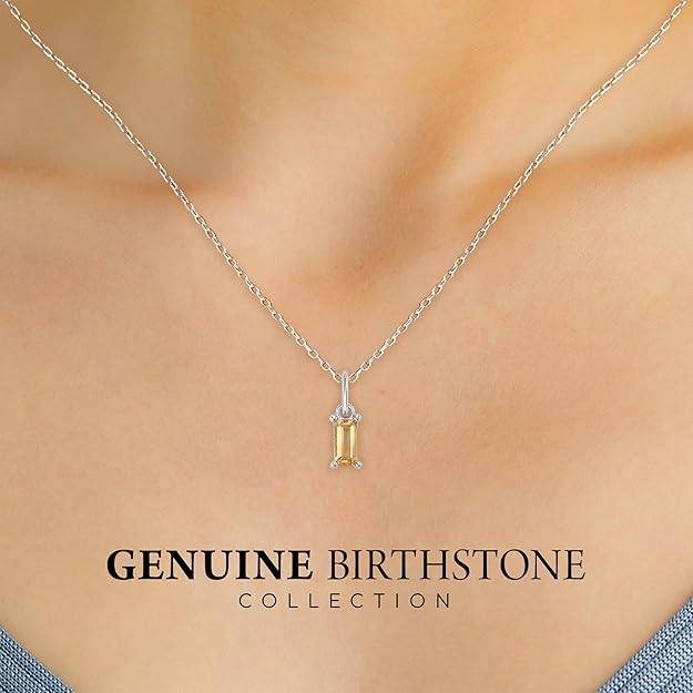 Birthstone Necklace for Women, 925 Sterling Silver Genuine Gemstone